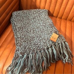 C.C Chunky Knit Teal & Grey Scarf